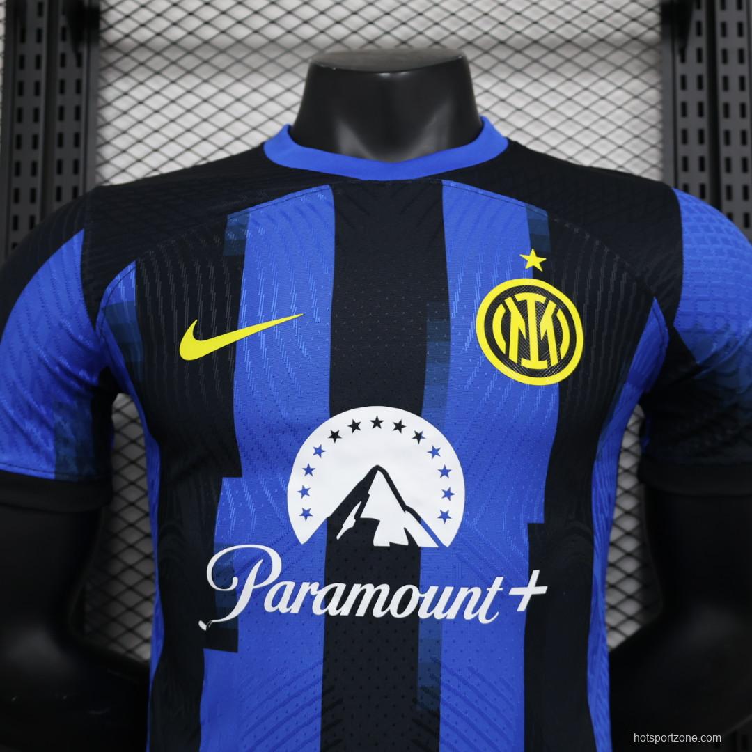 Player Version Retro 23/24 Inter Milan Home Jersey With Paramount Plus Sponsor