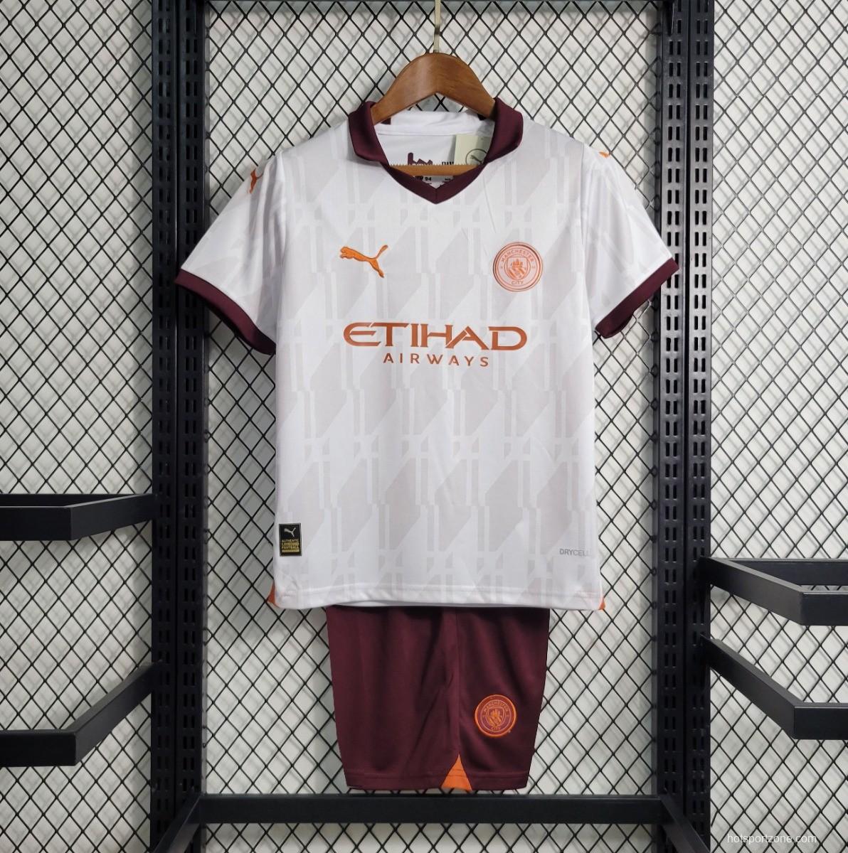 23/24 Kids Manchester City Away White Jersey