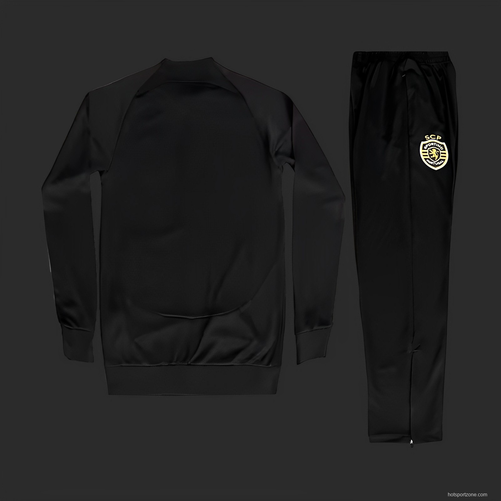 23/24 Sporting Lison Black Full Zipper Jacket+Long Pants