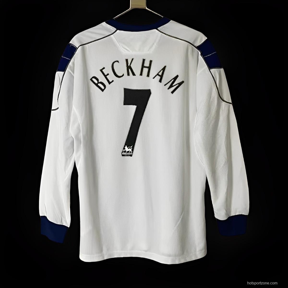 Retro 00/1 Manchester United Away Long Sleeve White Jersey
