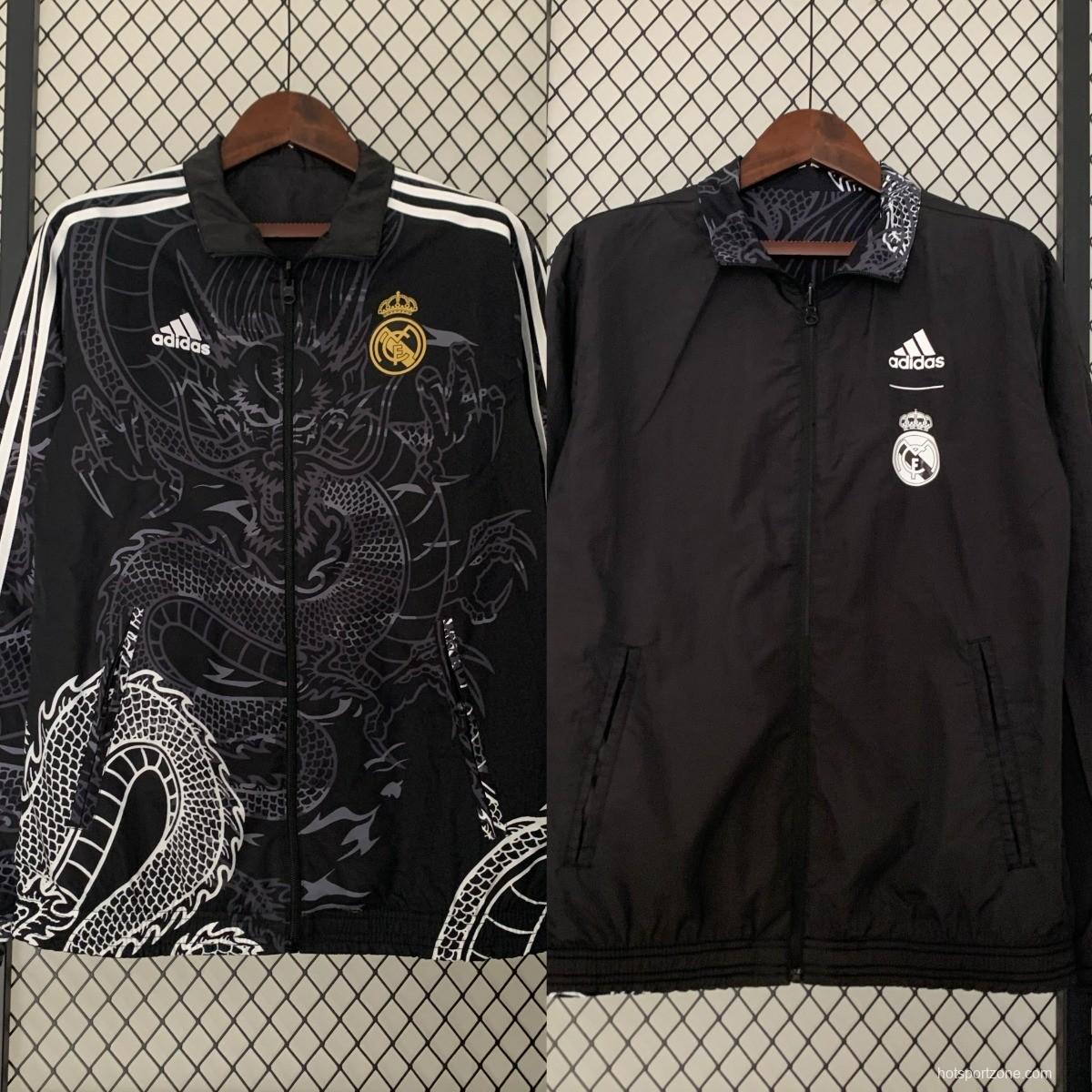 23/24 Real Madrid Black Dragon Reversible Full Zipper Jacket
