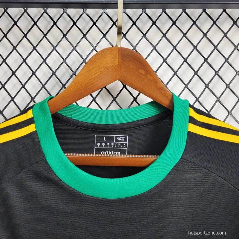 2024 Jamaica Adicolor Classics 3 Stripes Black T-Shirt