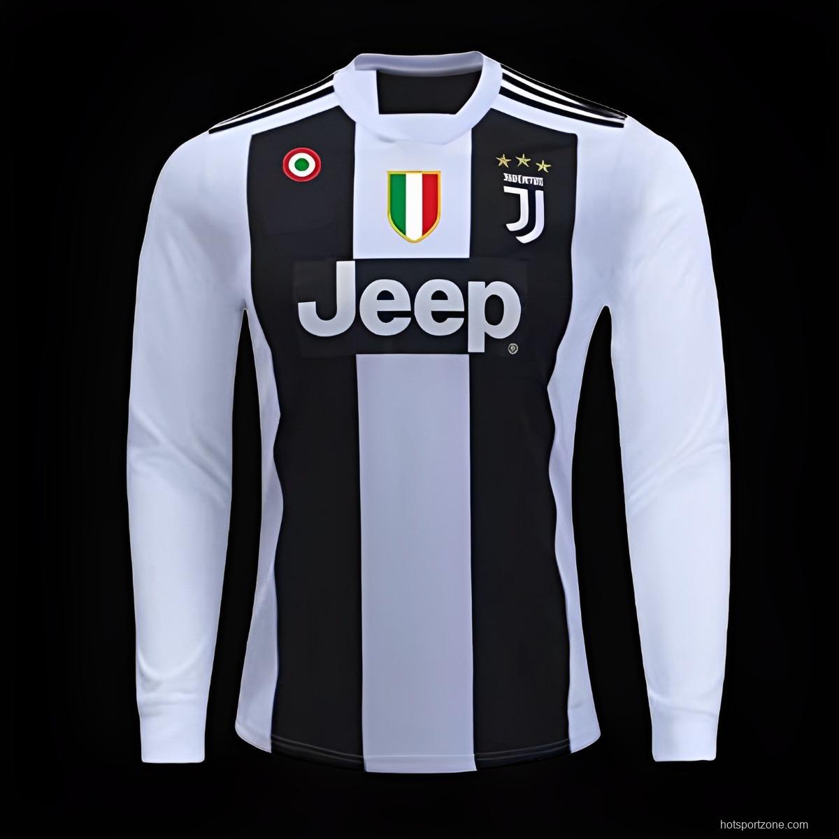 Player Version Retro 18/19 Juventus Home Long Sleeve Jersey