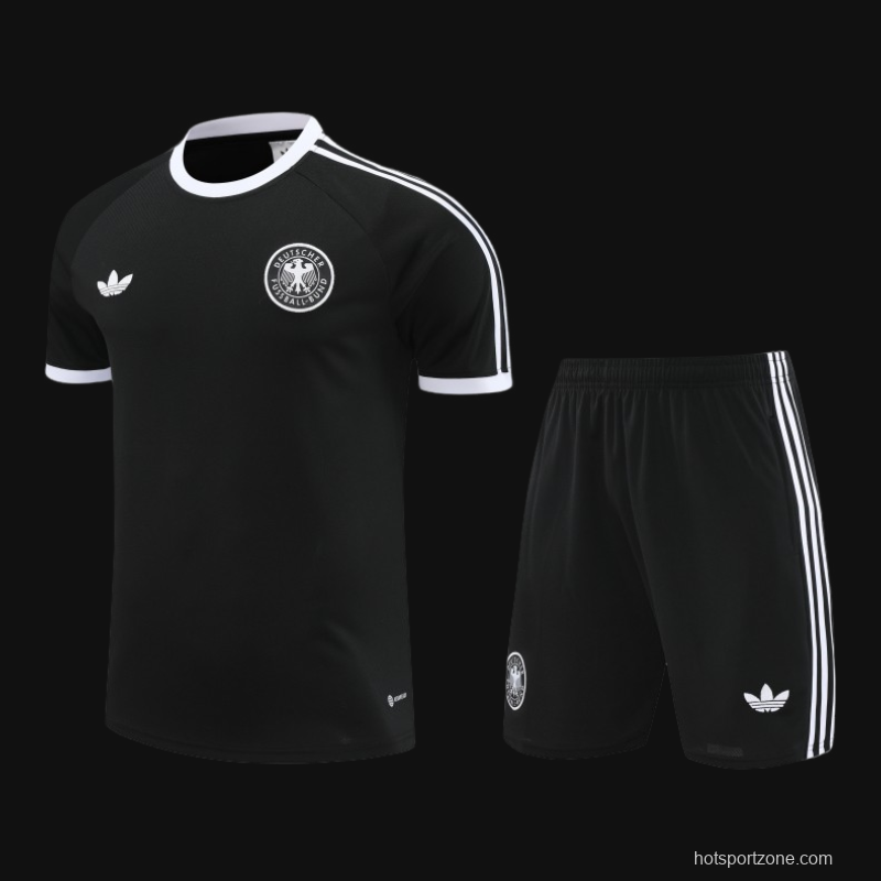 2024 Germany Black Cotton Short Sleeve Jersey+Shorts