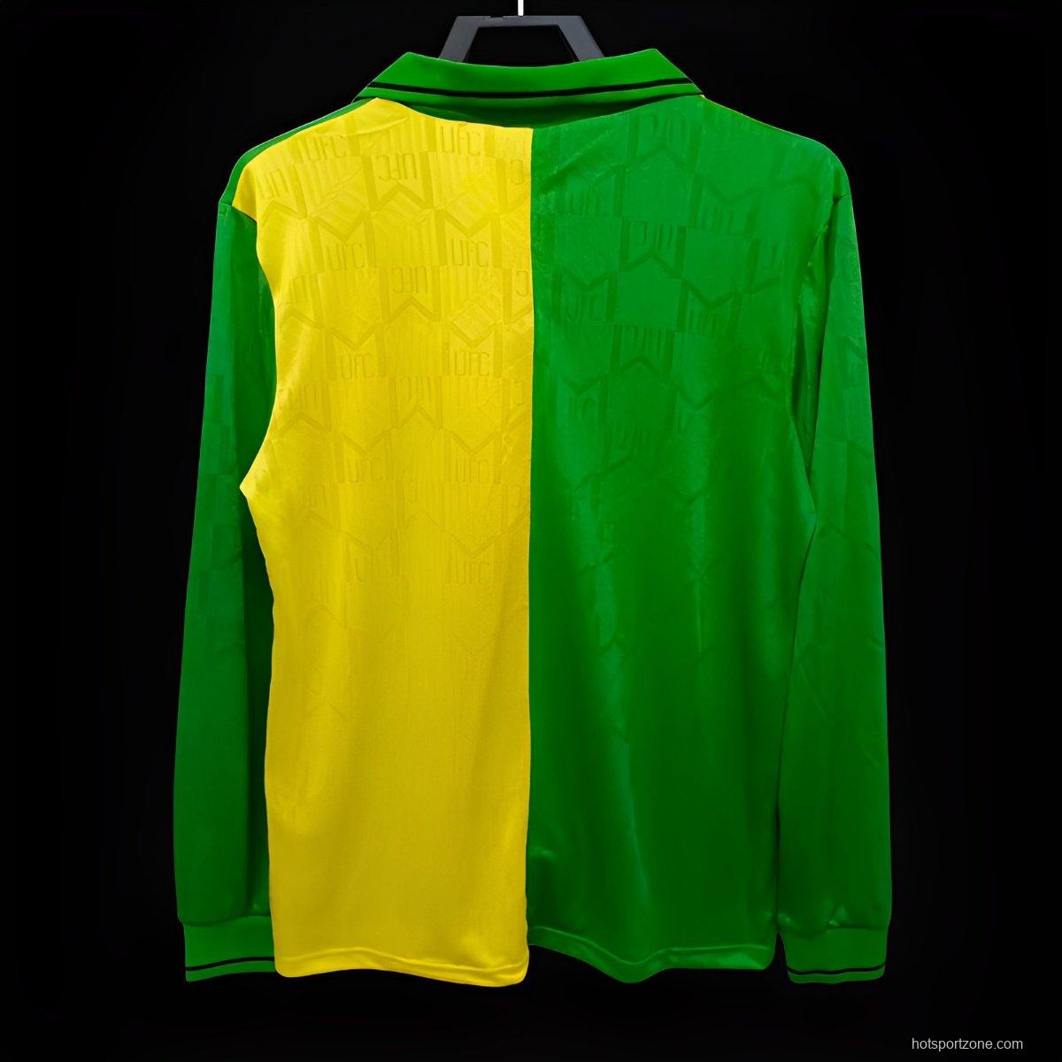 Retro 92/94 Manchester United Third Green/Yellow Long Sleeve Jersey