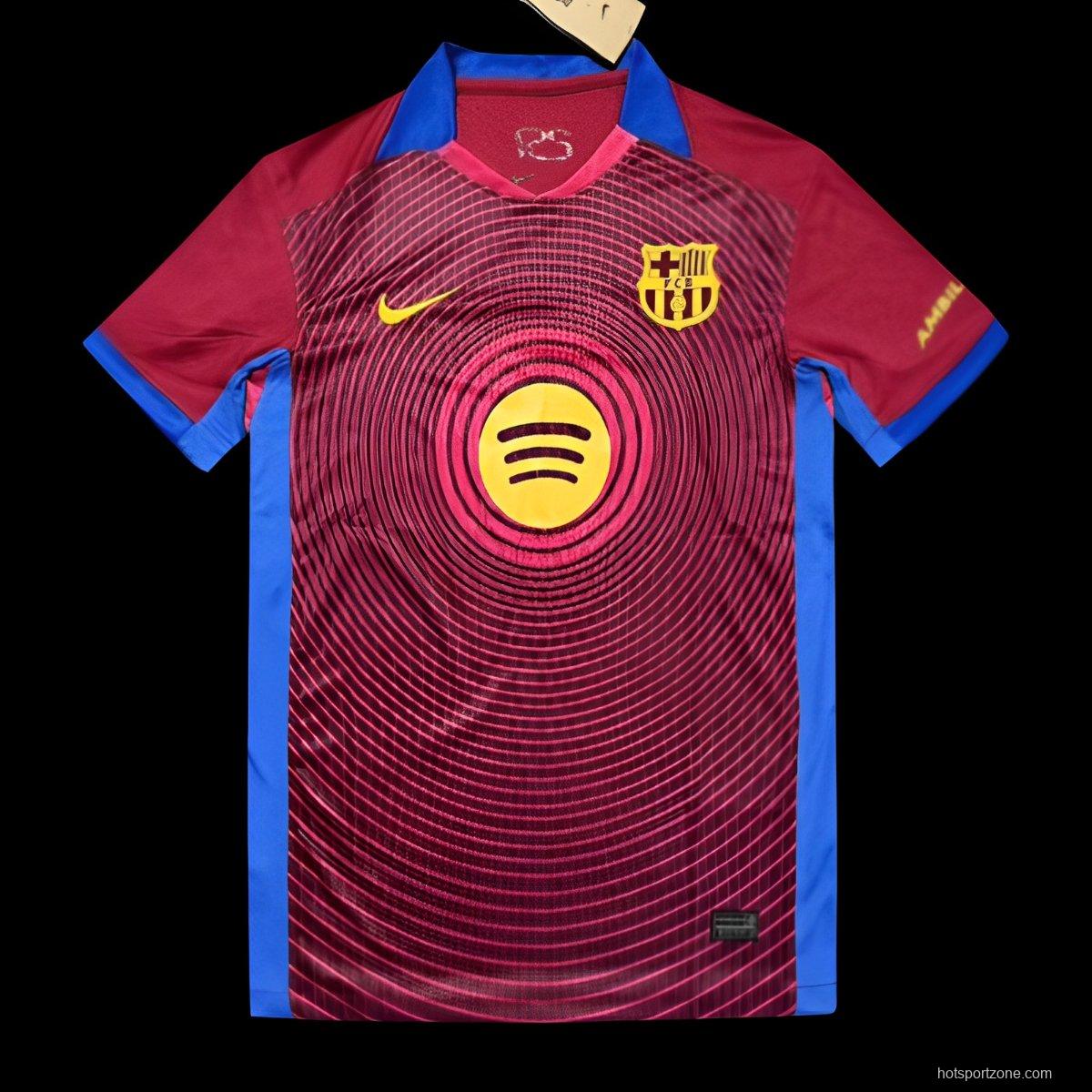 25/26 FC Barcelona Burgundy with Circular Sound Wave Pattern Jersey