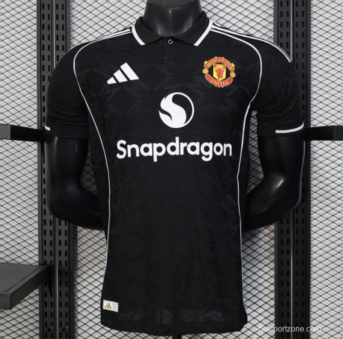 Player Version 25/26 Manchester United Black with Snapdragon Logo Design Jersey