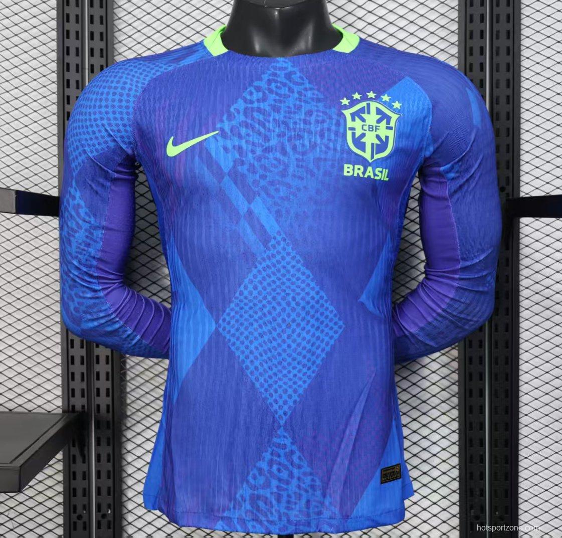 Player Version 2025 Brazil Away Long Sleeve Jersey