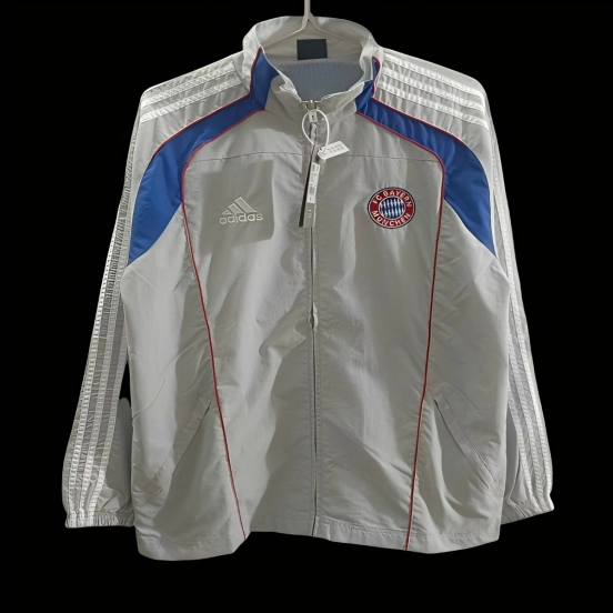 25/26 Adidas FC Bayern Munich Vintage Track Jacket - Silver/Blue Classic Edition Windbreaker