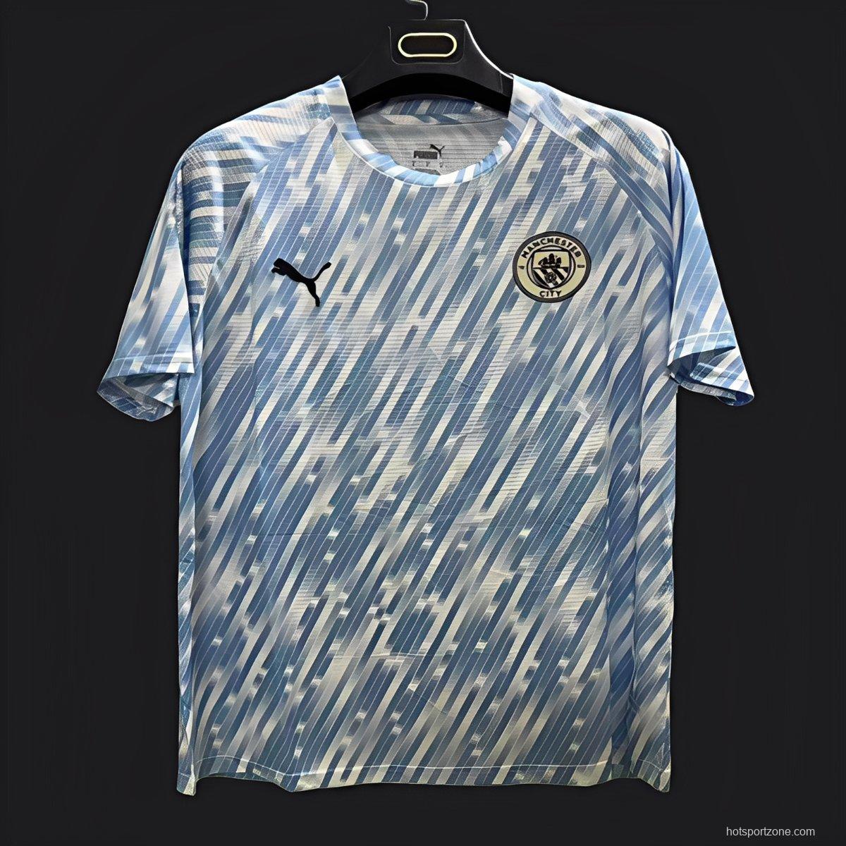 25/26 Manchester City Sky Blue with Diagonal Striped Pattern Jersey