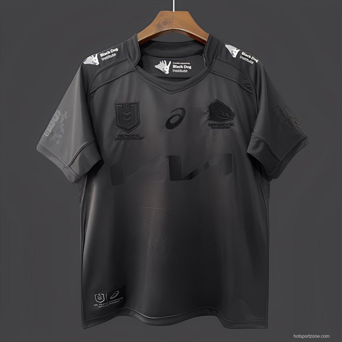 25/26 Kids Brisbane Broncos All Black with Tonal Design Jersey