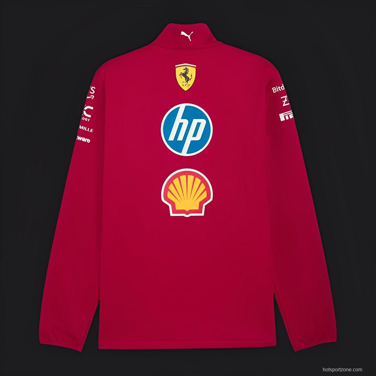 2025 F1 Scuderia Ferrari Red with White Stripe Team Jacket