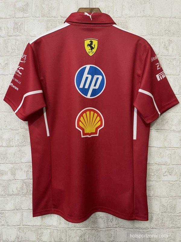 2025 F1 Scuderia Ferrari Red with White Trim Team Polo Shirt