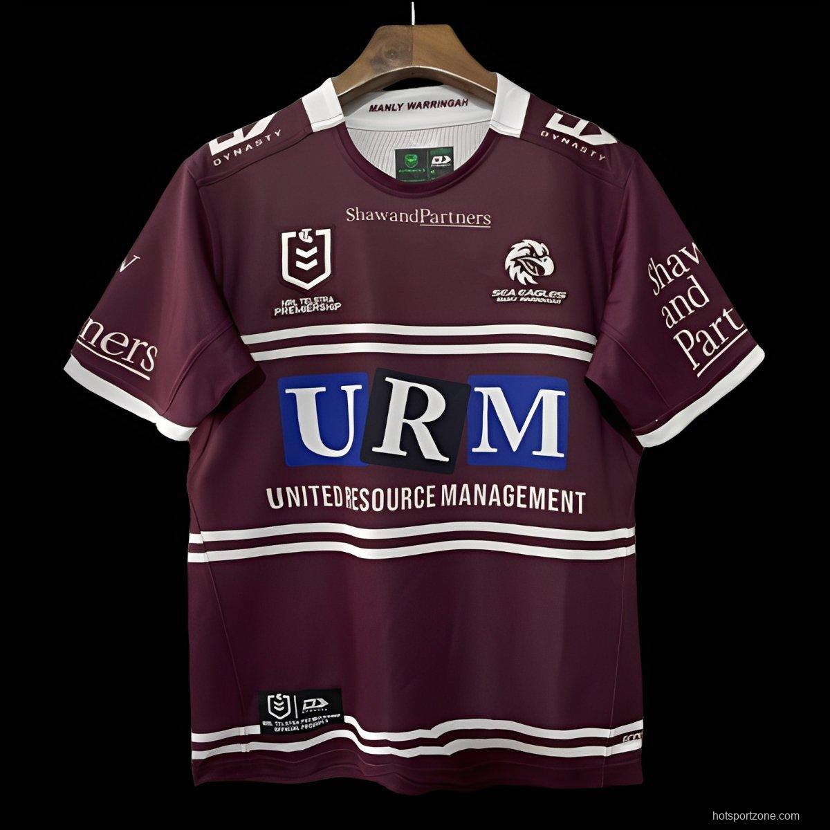 2025 Manly Warringah Sea Eagles Maroon with White Hoops Home Jersey