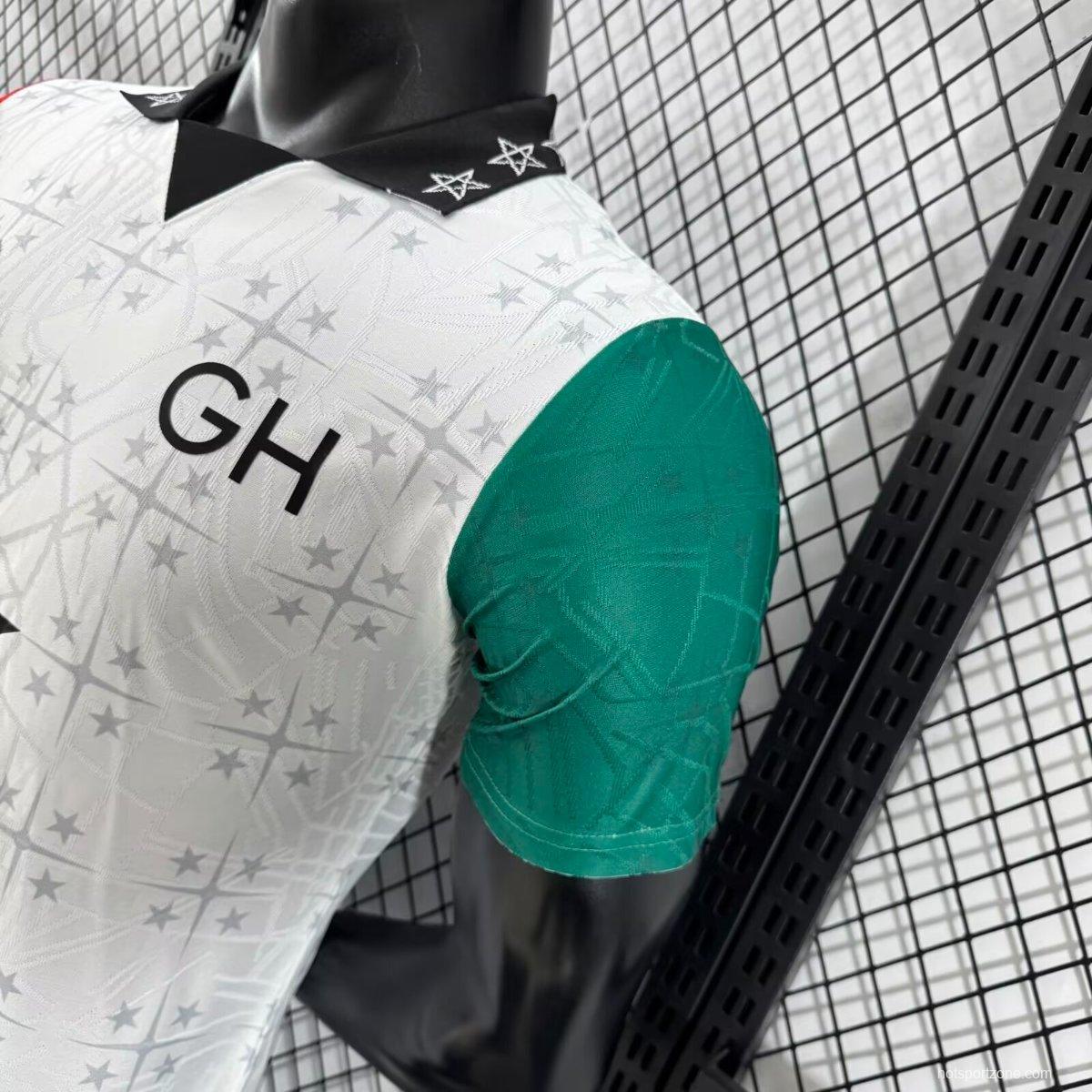 Player Version 2026 Ghana White with Black Star and Red-Green Sleeves Jersey