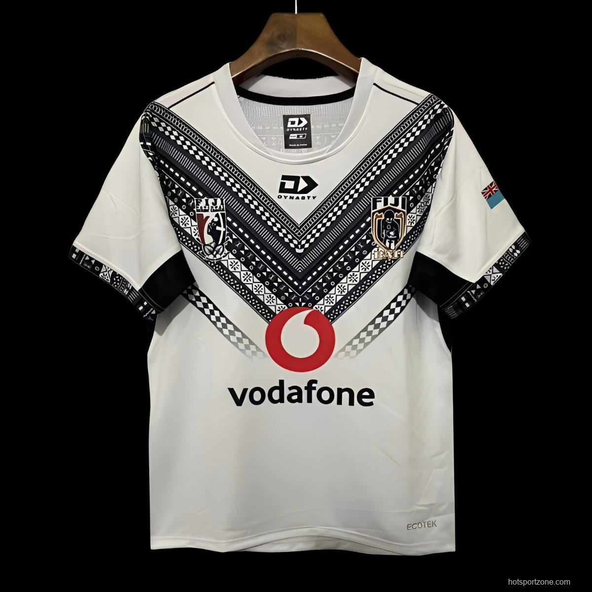 2026 Fiji Warriors White with Black Tribal Pattern Jersey