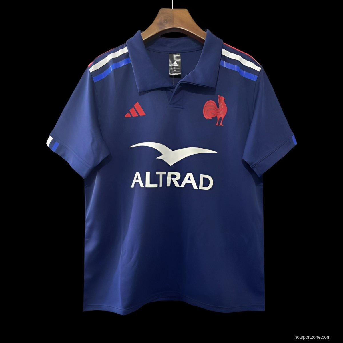 2025 France Navy Blue with Tricolor Stripes Home Jersey