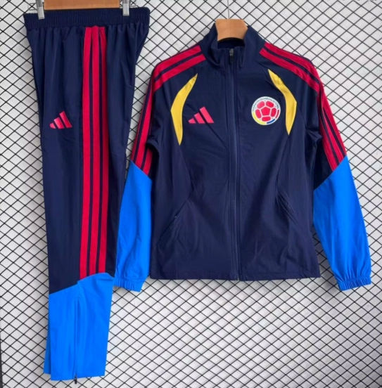 25/26 Colombia Navy with Red Full zipper Jacket Tracksuit+ long pants