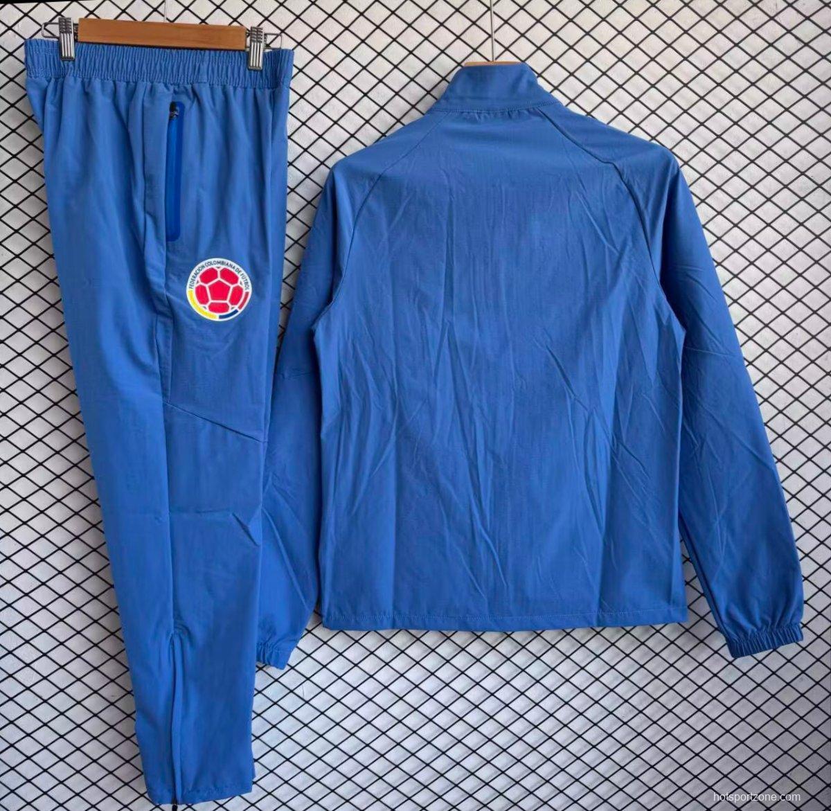25/26 Colombia National Team Blue Full zipper Jacket Tracksuit+ long pants