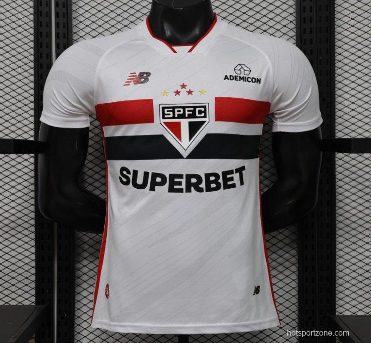Player Version 26/27  São Paulo FC White with Red and Black Horizontal Stripes Jersey