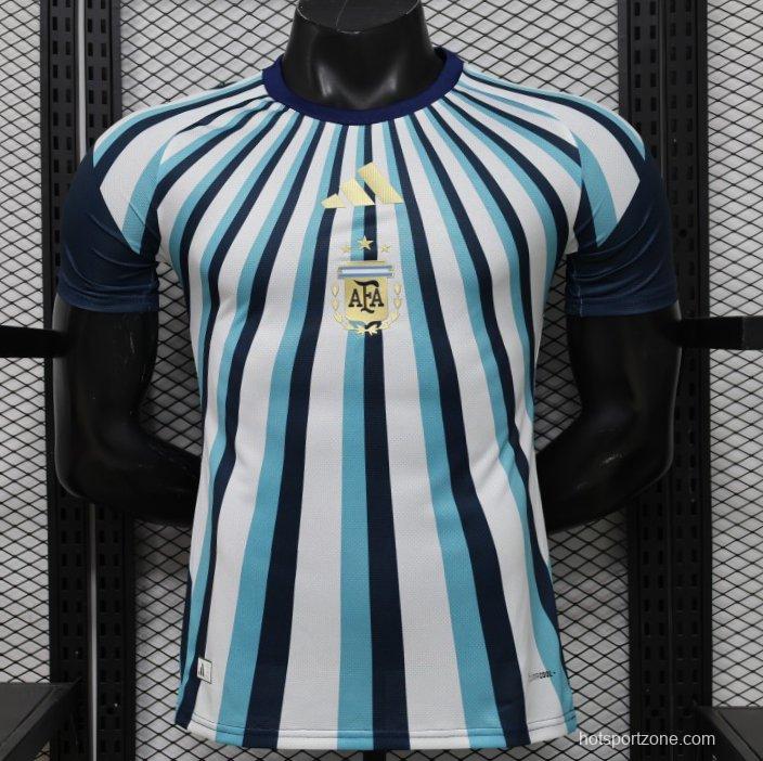 Player Version 2026 Argentina White Light Blue Dark Blue Radial Stripe Special Edition Jersey