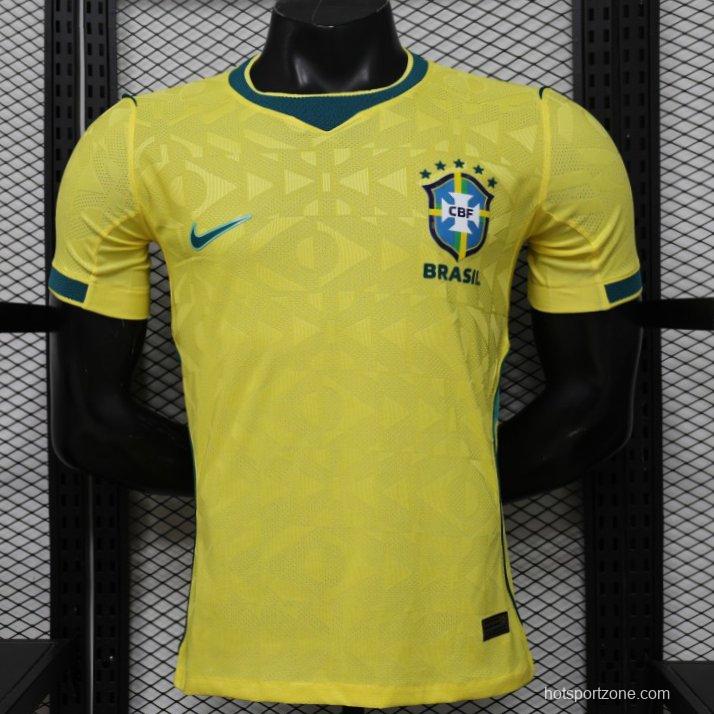 Player Version 2026 Brazil Yellow  Geometric Pattern Home Jersey