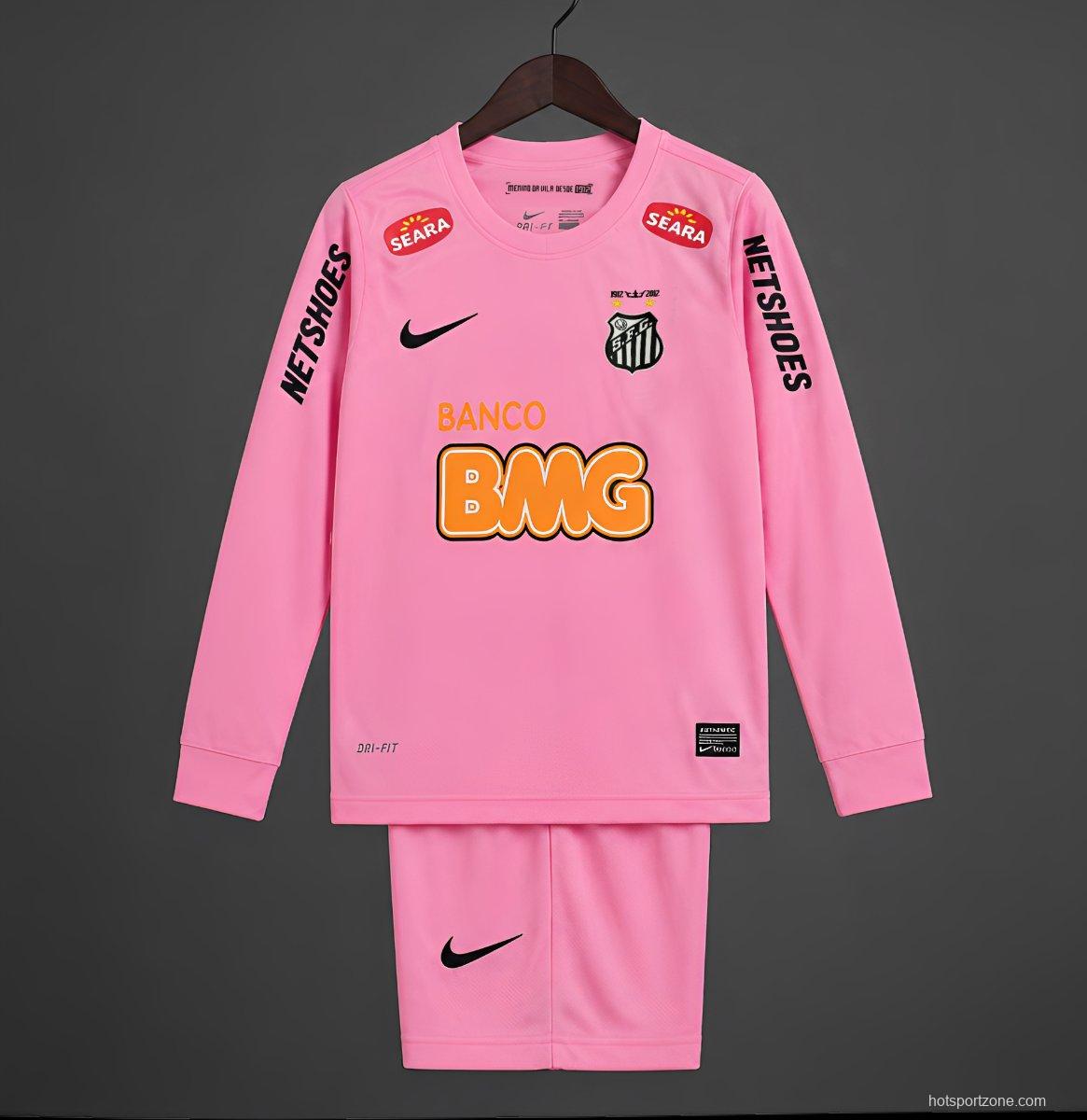 Retro 12/13 Kids Santos Away Pink Long Sleeve Jersey