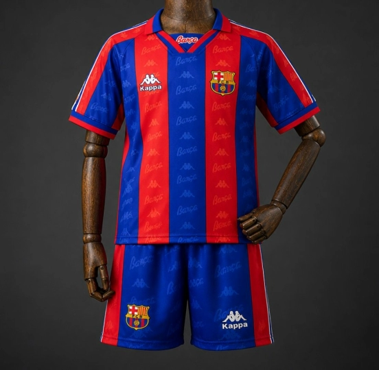 96/97 Kids Barcelona Home Retro Kit Jersey Size 16-28