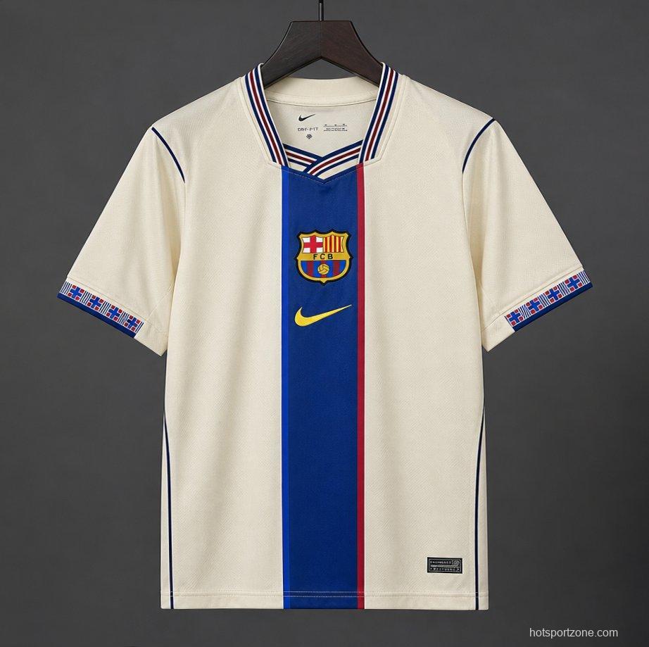 26/27 FC Barcelona Special Edition "Mashup" Away Jersey - Cream/Blue Stripe - As worn by Messi, Pedri, Yamal