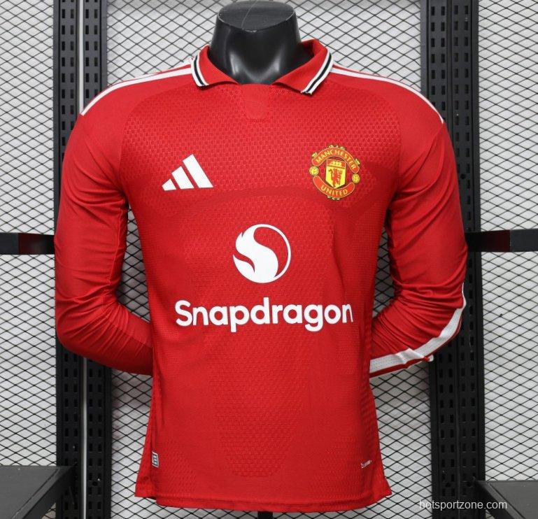 Player Version 26/27 Manchester United Red Polo Collar  Long Sleeve Jersey