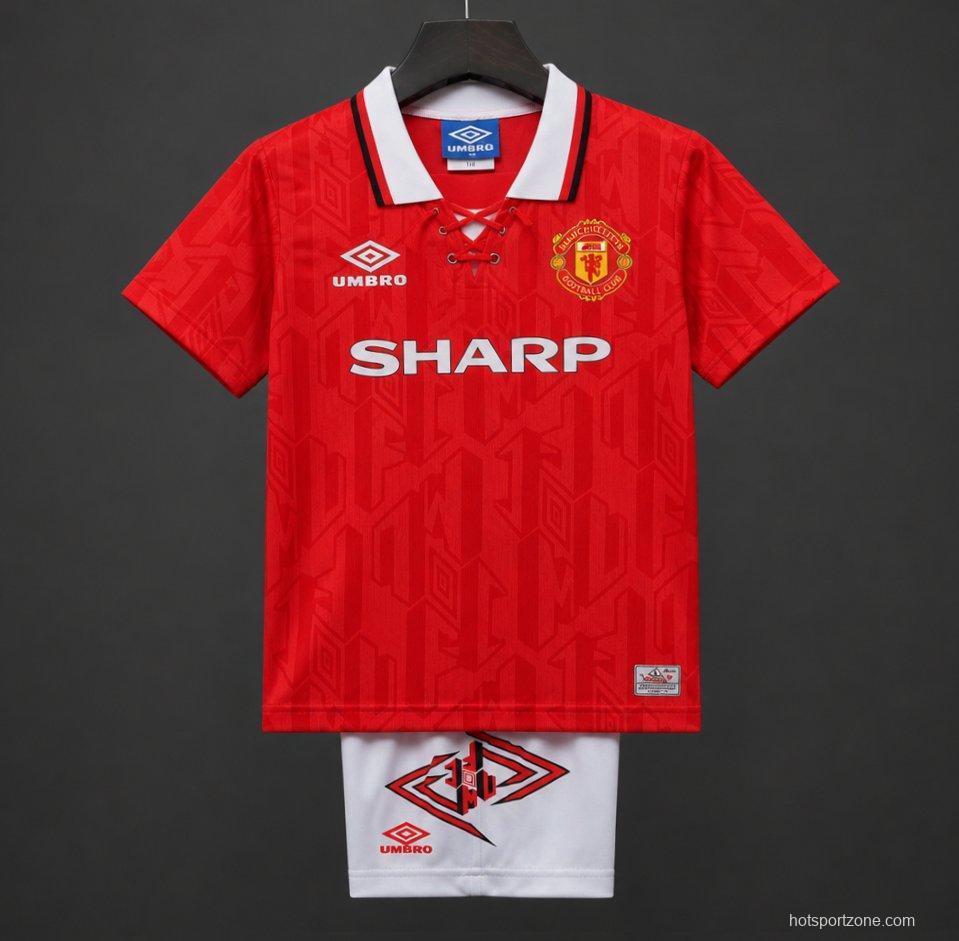 Retro Kids 92/94 Manchester United Red Home Jersey