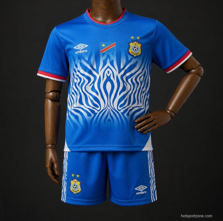 2026 Kids DR Congo Sky Blue Home Jersey