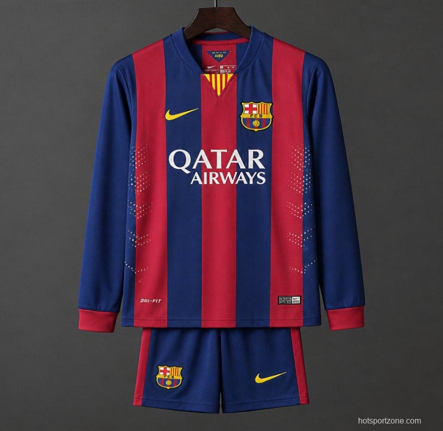 Retro Kids 14/15 Barcelona Home Long Sleeve Jersey