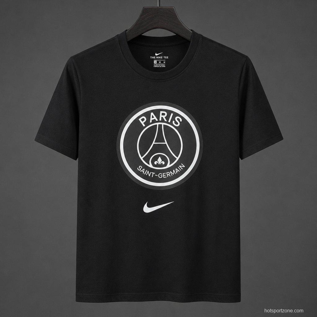 26/27 PSG Black Cotton T-Shirt