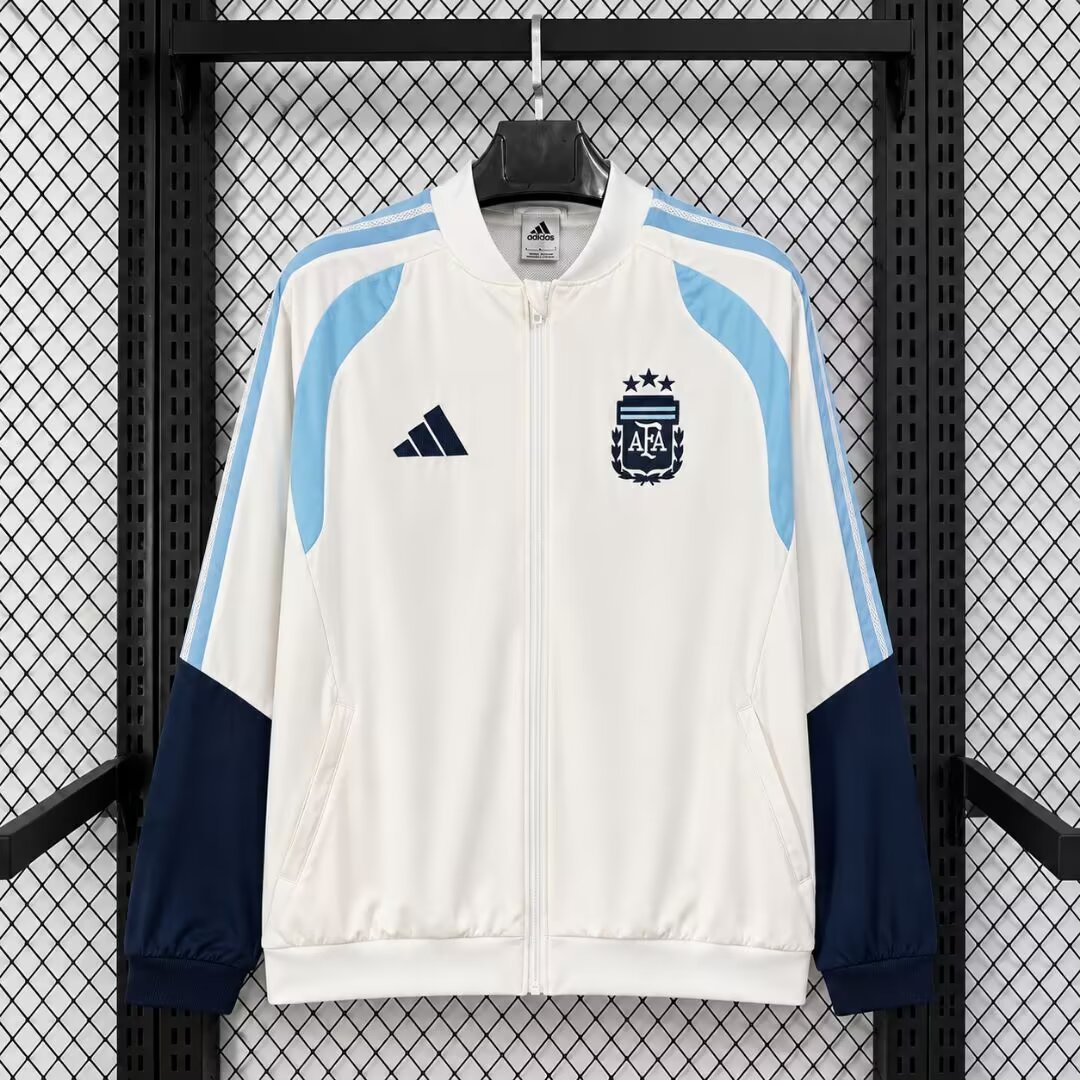 2026 Argentina White Full Zipper Windbreaker