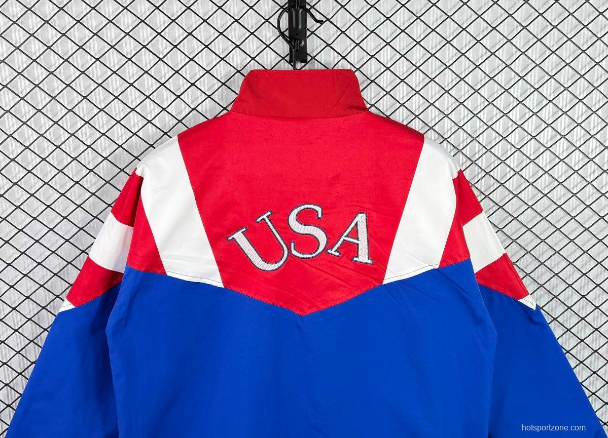 Retro 1994 USA Blue Full Zipper Windbreaker