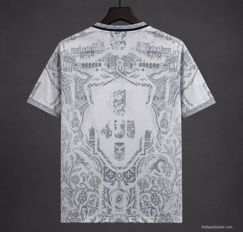 2026 Portugal White with Grey Azulejo Tile and Floral Tapestry Pattern Special Edition Jersey