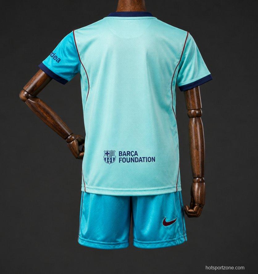 26/27 Kids  Barcelona Teal Third Jersey Kit