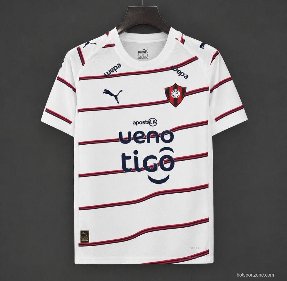 26/27 Cerro Porteño White with Red & Navy Stripes Jersey