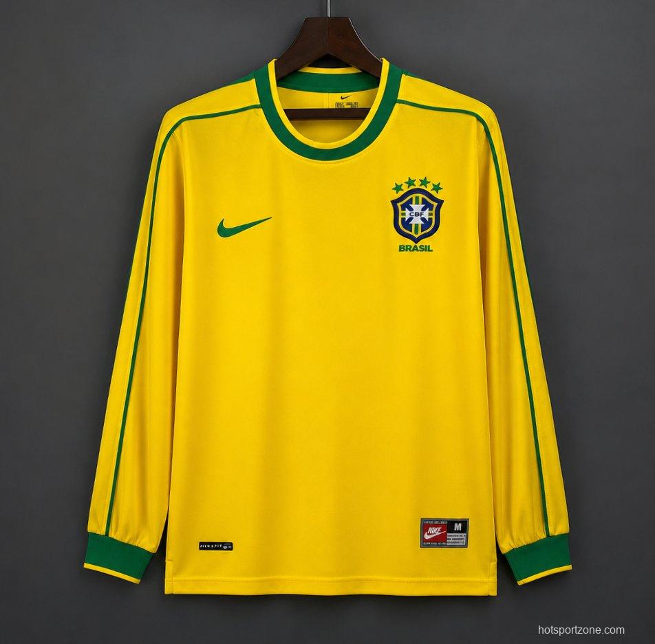 Retro 1998 Brazil Home Long Sleeve Jersey