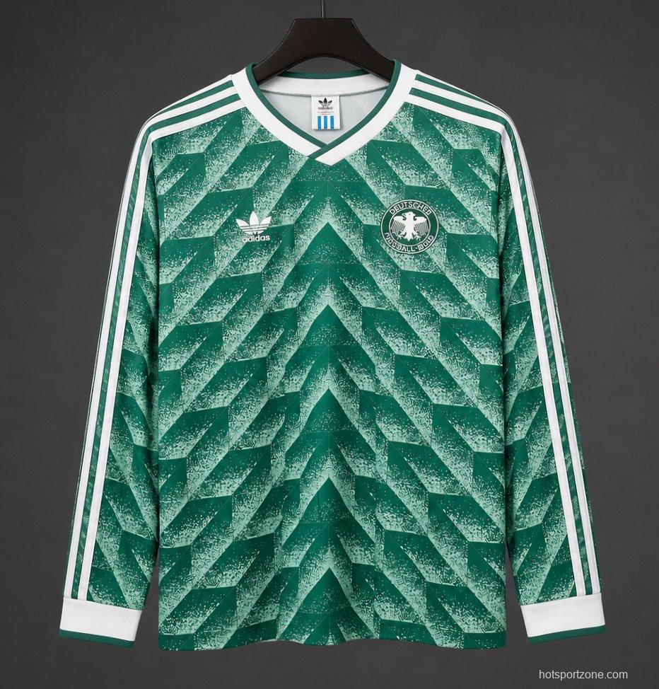 Retro 1990 West Germany Green Long Sleeve Away Jersey