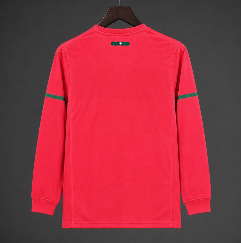 Retro  2010 Portugal Home Long Sleeve Jersey