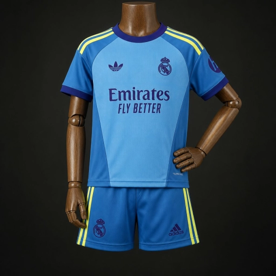 26/27 Kids Real Madrid Goalkeeper Away  Blue Jersey
