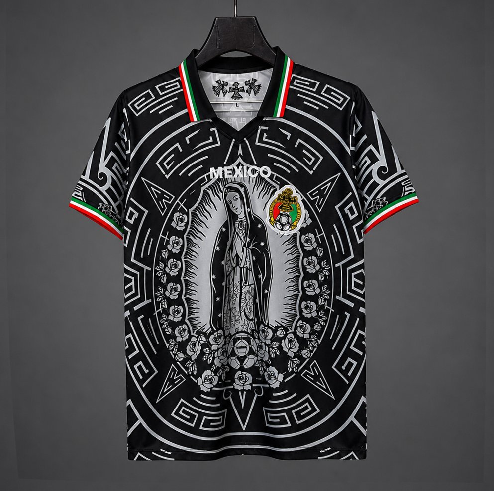 2026 Mexico Special Edition Black with Virgin of Guadalupe and Aztec Pattern Jersey