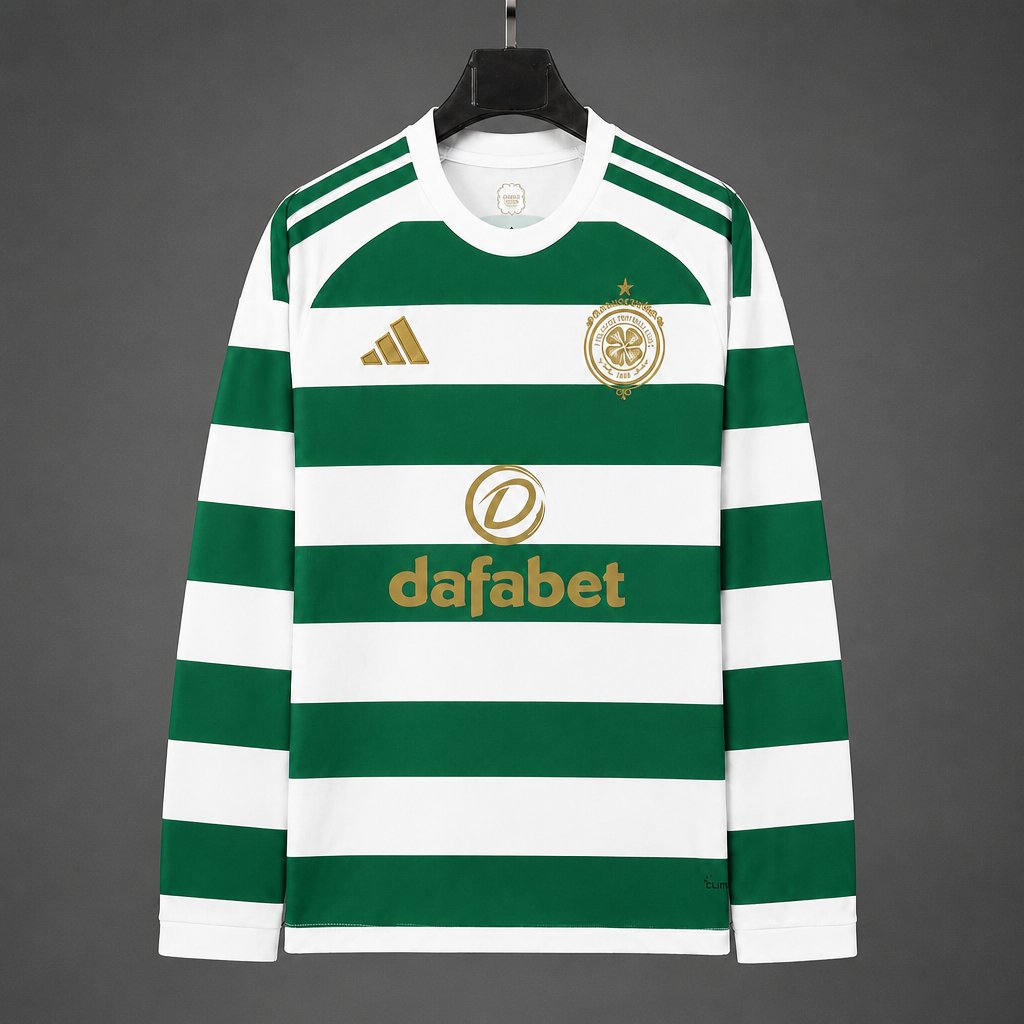26/27 Celtic Home Long Sleeve Green Stripes Jersey