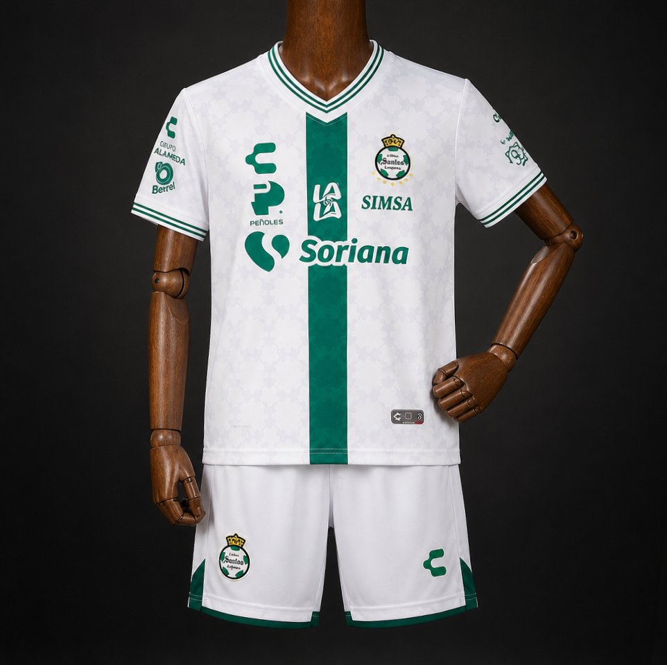 26/27 Kids Santos Laguna Away White Green Jersey