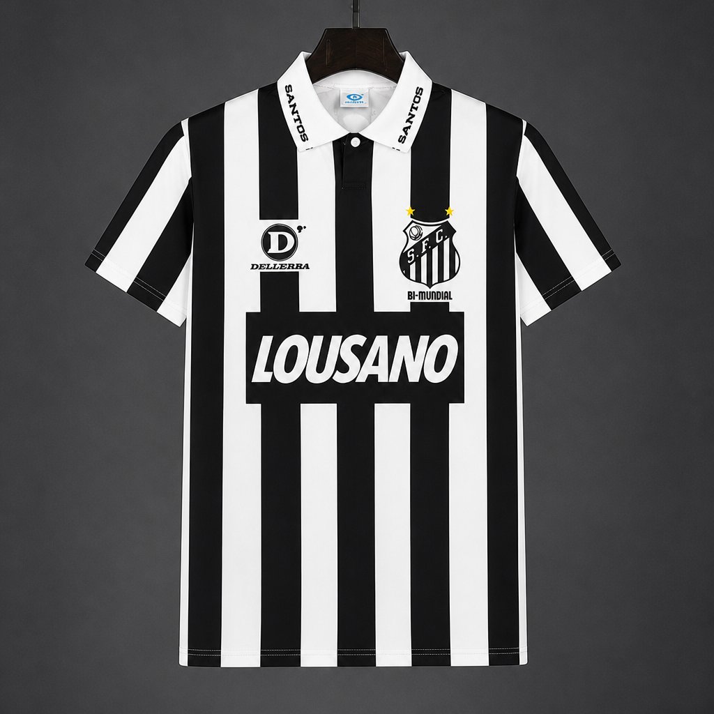 Retro 1994 Santos Away White Black Jersey