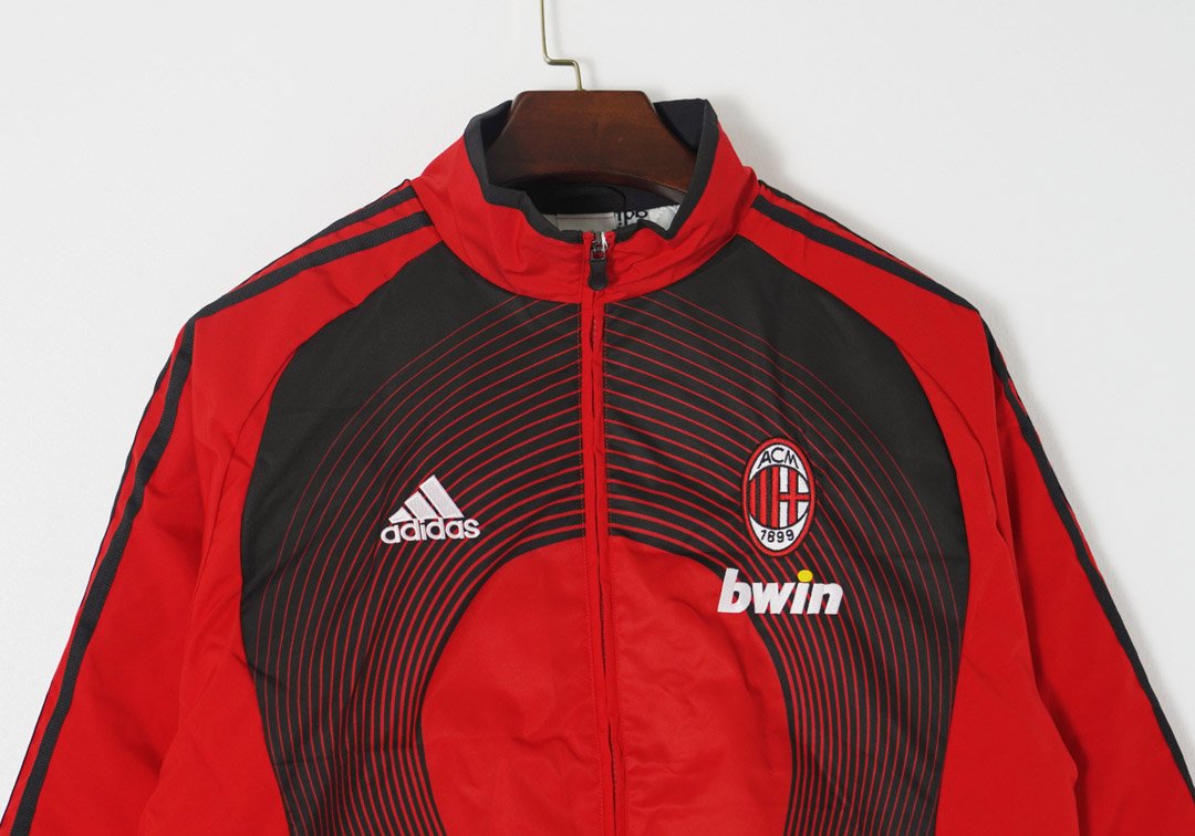Retro 06/07 AC Milan Red Full Zipper Windbreaker