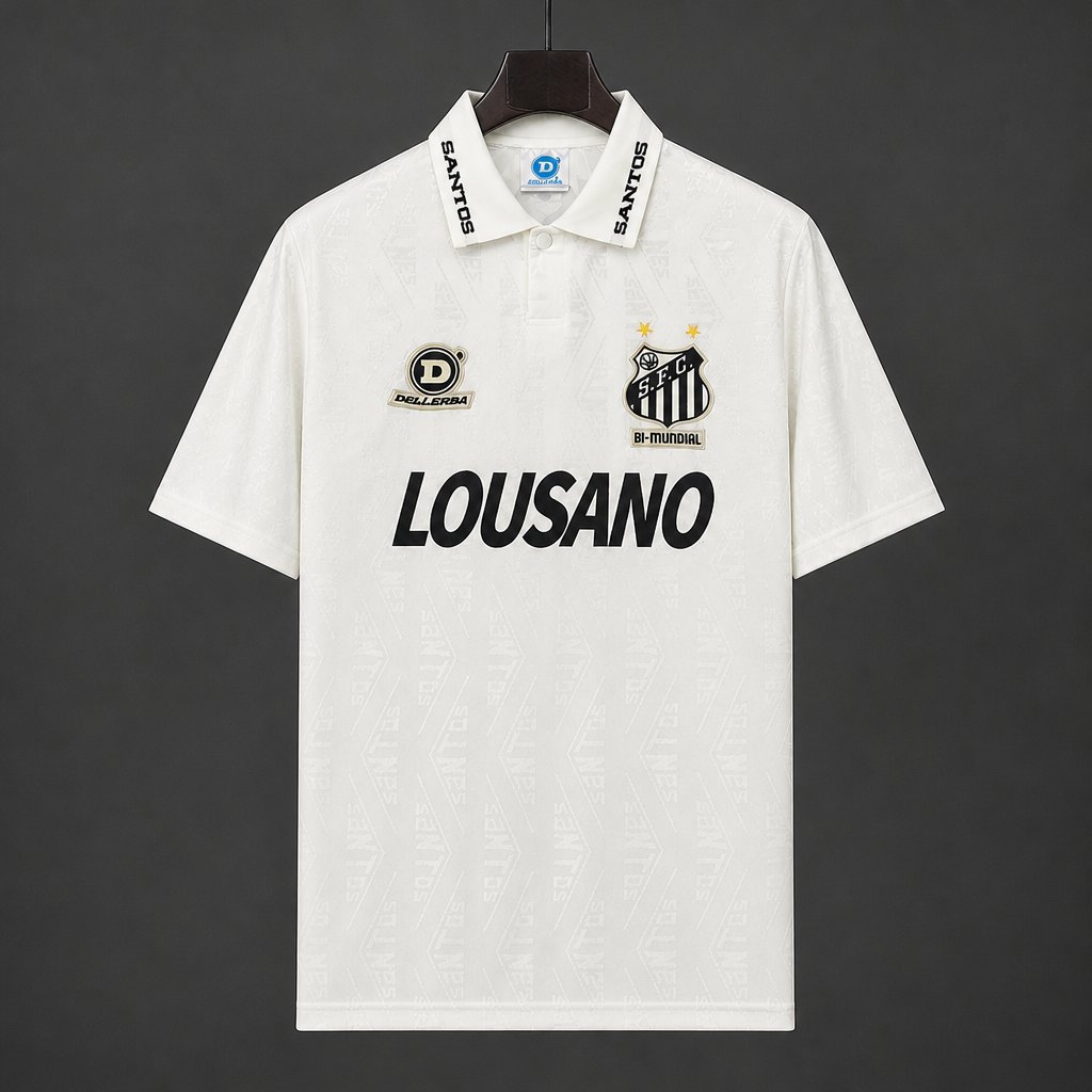Retro 1994 Santos Pre-Season Home White Black Jersey