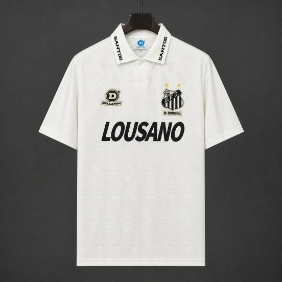 Retro 1994 Santos Pre-Season Home White Black Jersey